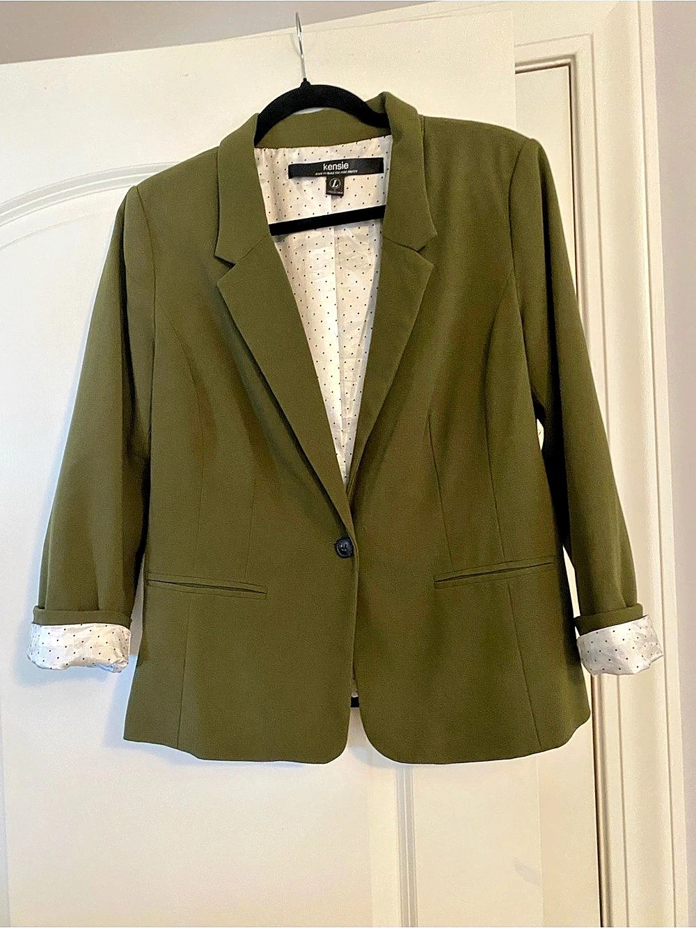 kensie Green Polka Dot Lining Blazer